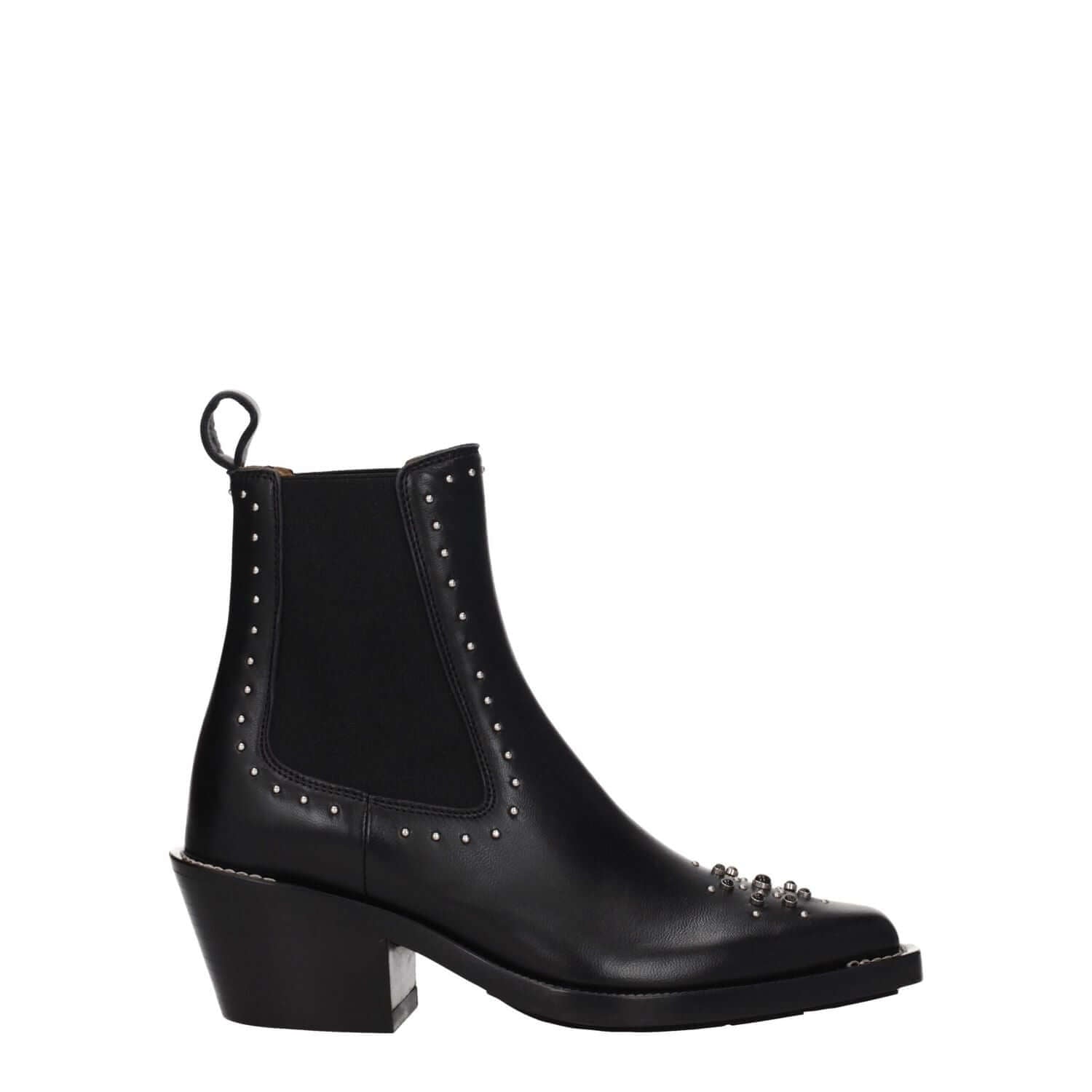 Chloé Black Leather Ankle Boots