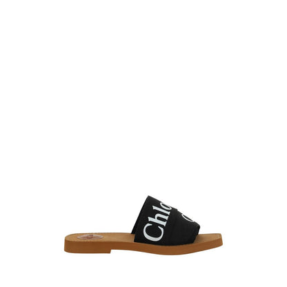 Chloé Black Rubber Flat Sandals