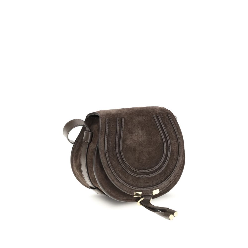 Chloé Brown Calf Leather Bos Taurus Shoulder Bag with iconic saddle stitching and tassels, featuring adjustable strap and spacious design.