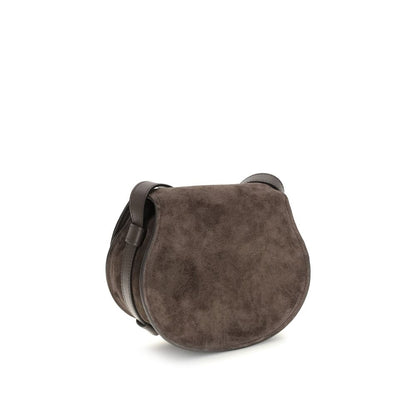 Chloé Brown Calf Leather Bos Taurus Shoulder Bag with curved silhouette and adjustable strap