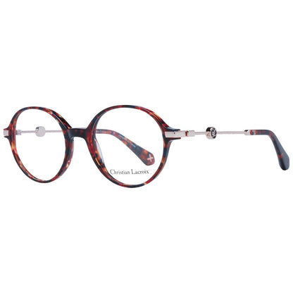 Christian Lacroix Red Acetate Glasses (Frames) for women, round full-rim style with demo lenses, branded case included.