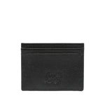 Christian Louboutin Mooncrest leather card case in black calf leather with embossed logo and multiple card slots, size 10x8 cm.
