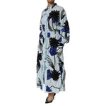 Christian Pellizzari Blue Sequin Embellished Shirt Maxi Dress with floral motifs and drawstring waist