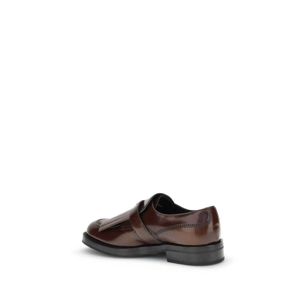 Church's Brown Calf Leather Bos Taurus Oxfords And Derbies with fringing and buckle detail, block heel, round toe, AW25