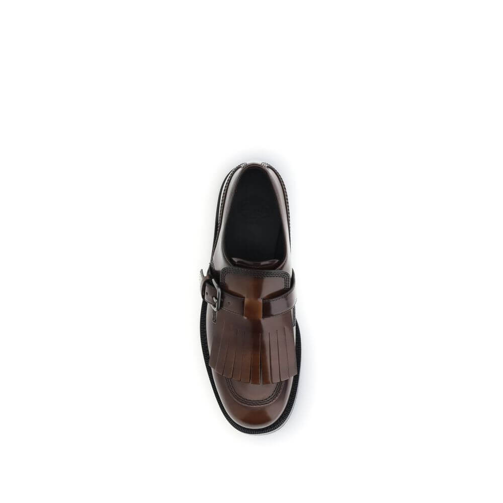 Top view of Church's Brown Calf Leather Bos Taurus Oxfords And Derbies with fringing and buckle detail.