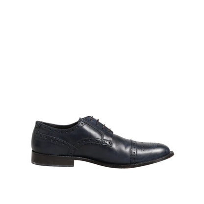 Daniele Alessandrini Blue Leather Wingtip Lace-up Formal Derby Shoes