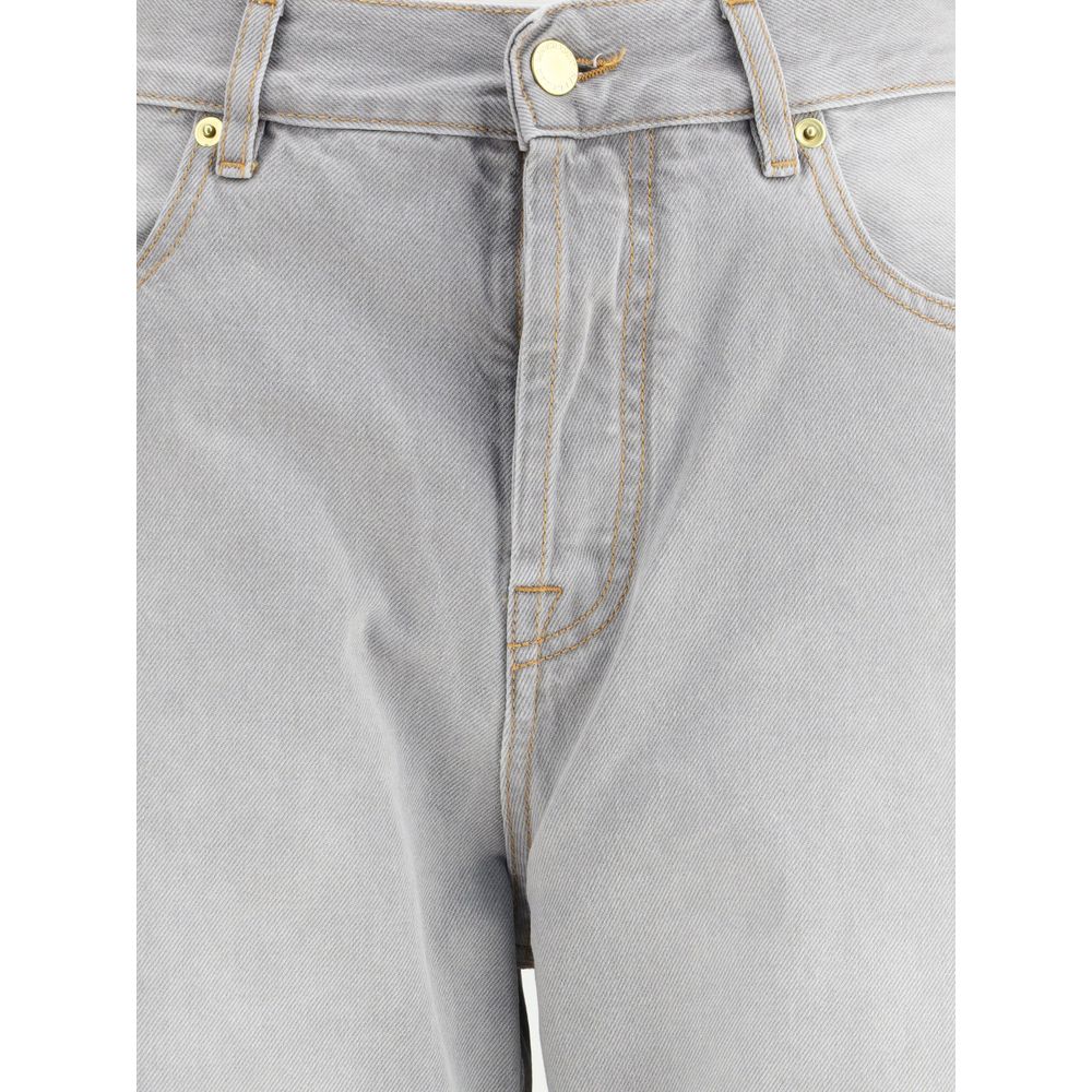 Darkpark Gray Cotton Relaxed Fit Jeans with zip-and-button closure and five pockets for casual style.