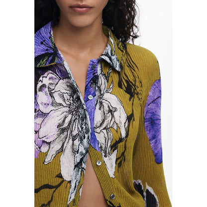 Desigual Green Polyester Women Shirt with floral design and button detailing