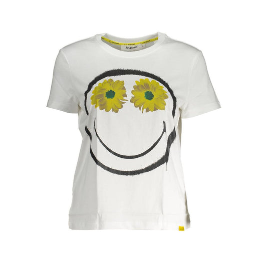 Desigual White Cotton T-Shirt