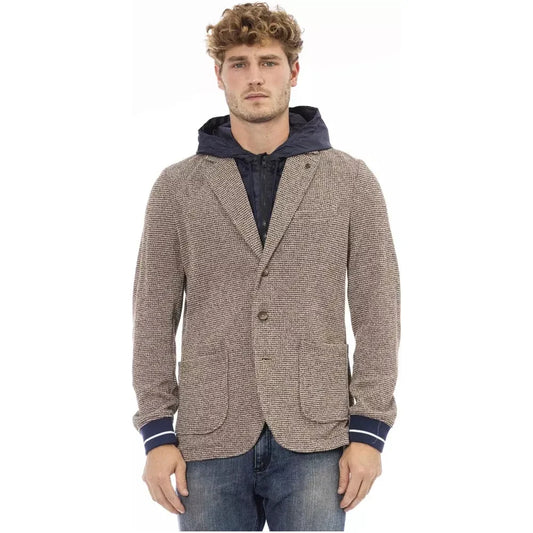 Distretto12 Brown PO Blazer 1728,67465543840,Blazers - Men - Clothing,Brown,Clothing,Coats - Jackets & Coats - Clothing,Distretto12,IT50 | L,Jackets & Coats - Clothing,Men,Men - Clothing,New with tags