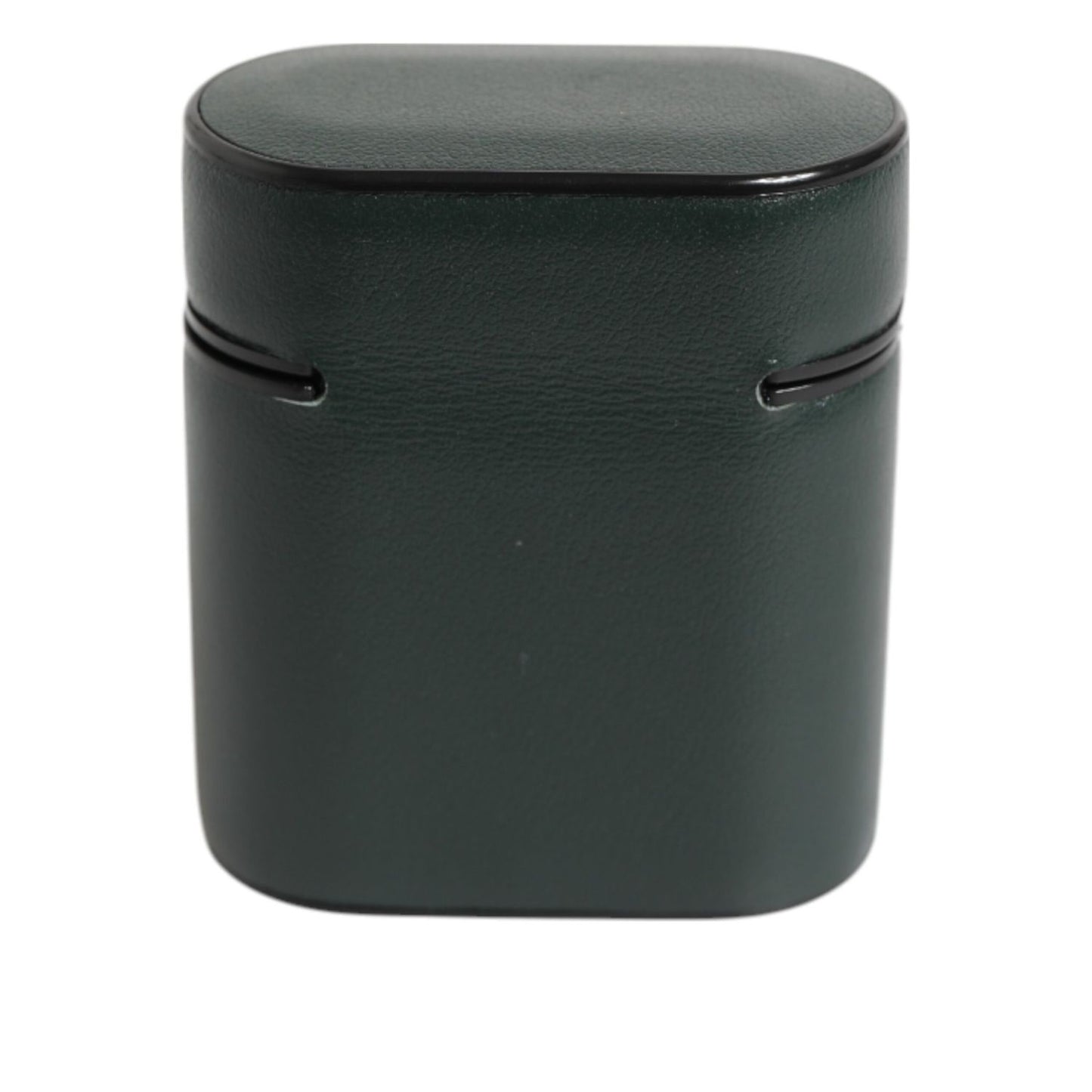 Dolce & Gabbana Army Green Calfskin Leather Logo Flip Holder Airpods Case, luxury accessory with sleek design and logo print.