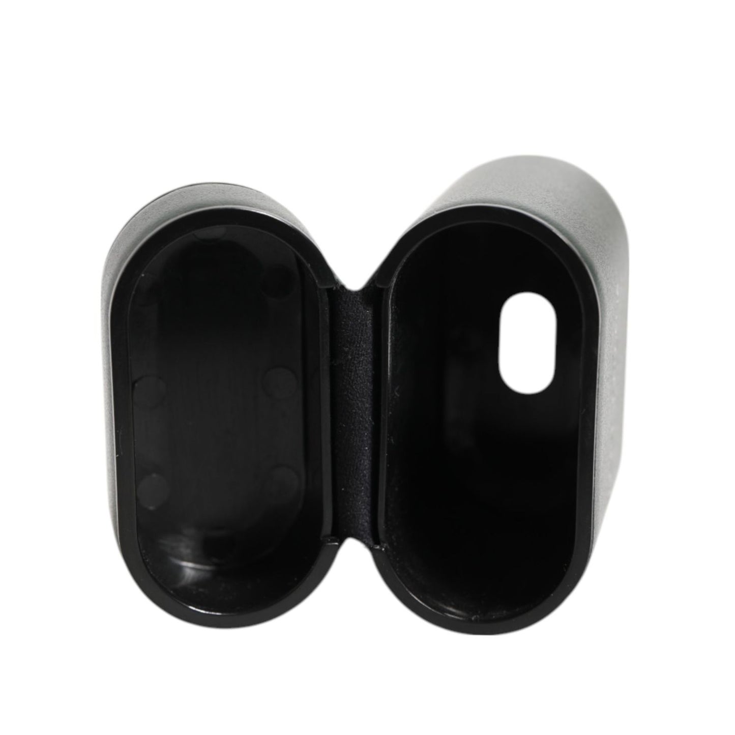 Dolce & Gabbana Army Green Calfskin Leather Logo Flip Holder Airpods Case, premium design with flip top, open view.