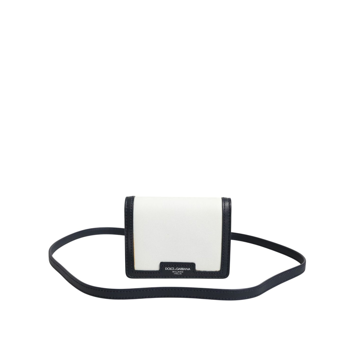 Dolce & Gabbana Beige Black Leather Card Holder Crossbody Men Borse Bag