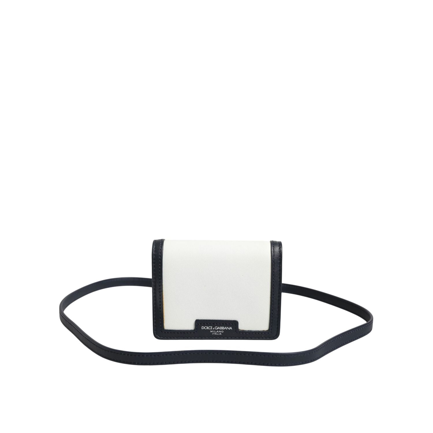 Dolce & Gabbana Beige Black Leather Card Holder Crossbody Men Borse Bag