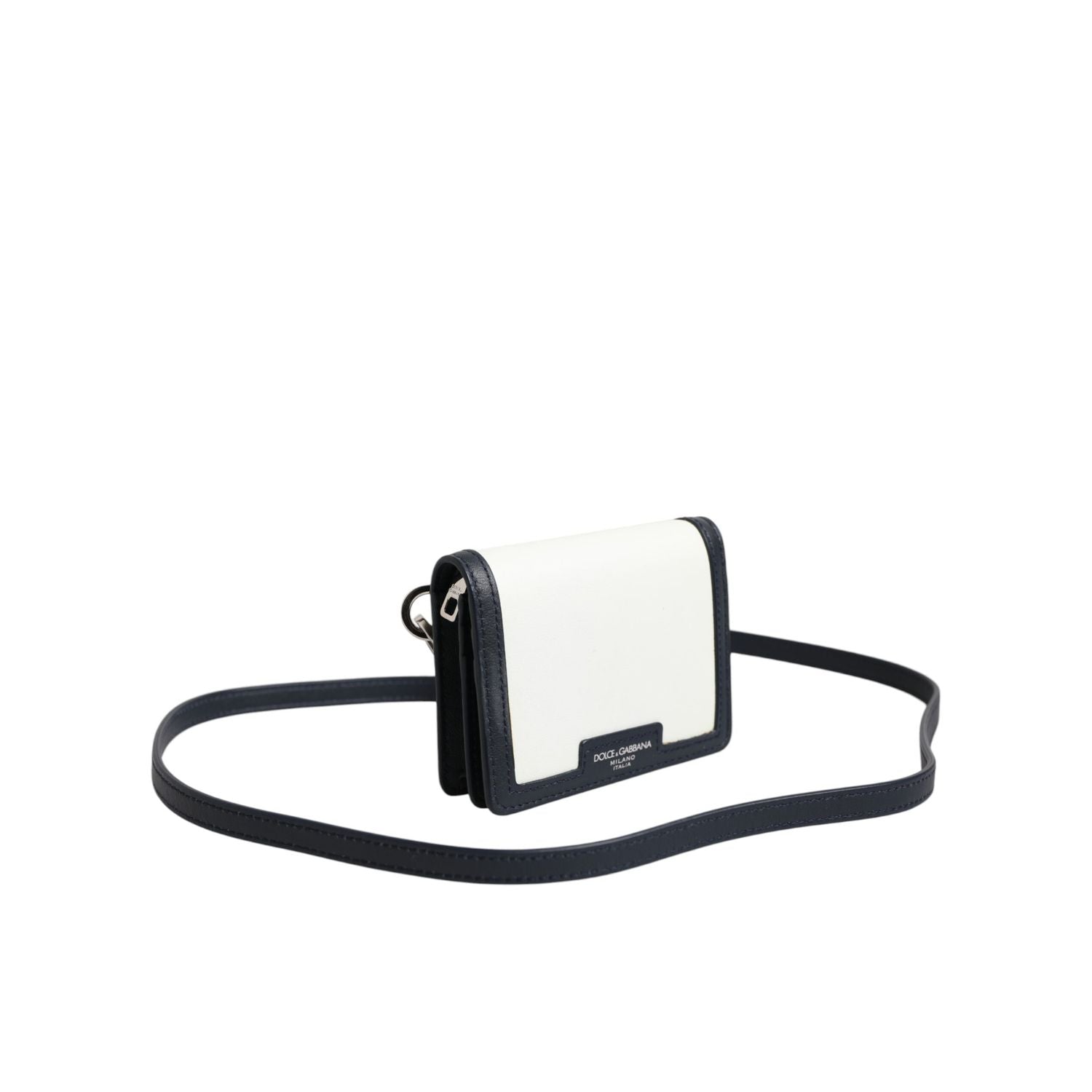 Dolce & Gabbana Beige Black Leather Card Holder Crossbody Men Borse Bag