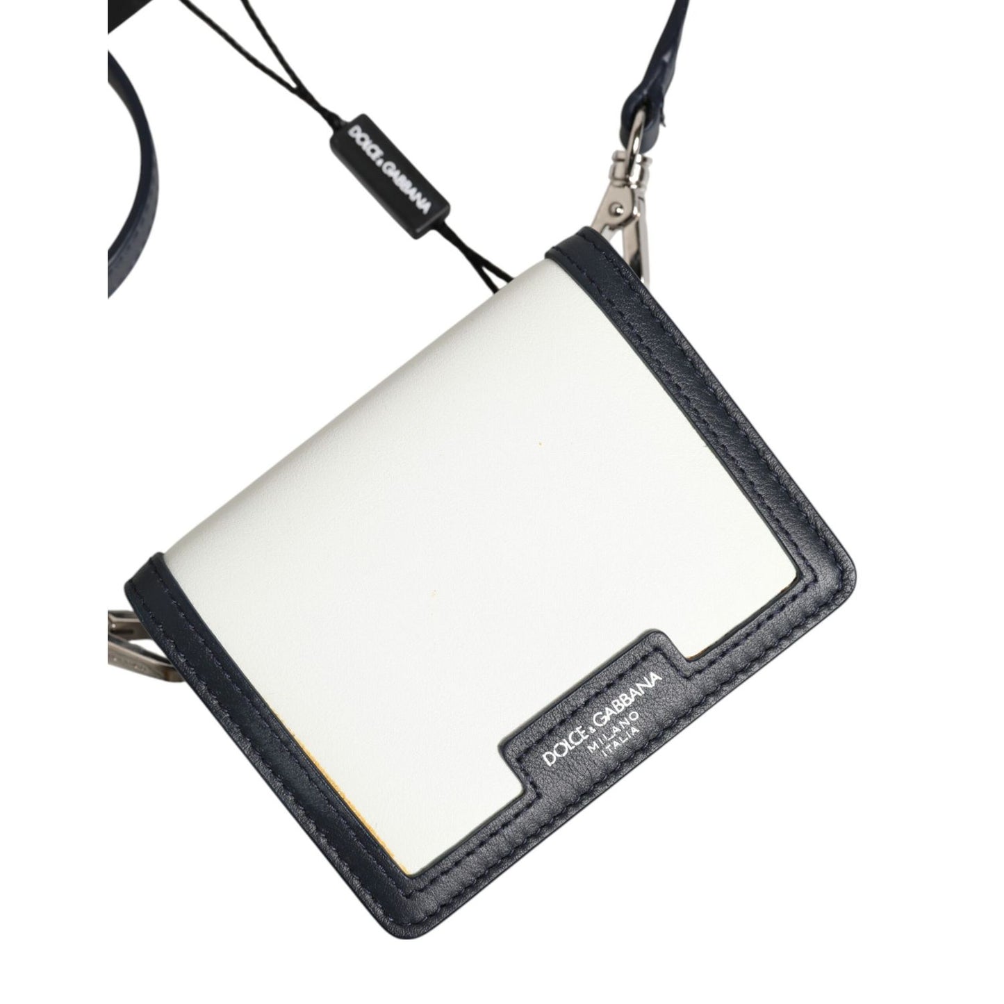 Dolce & Gabbana Beige Black Leather Card Holder Crossbody Men Borse Bag