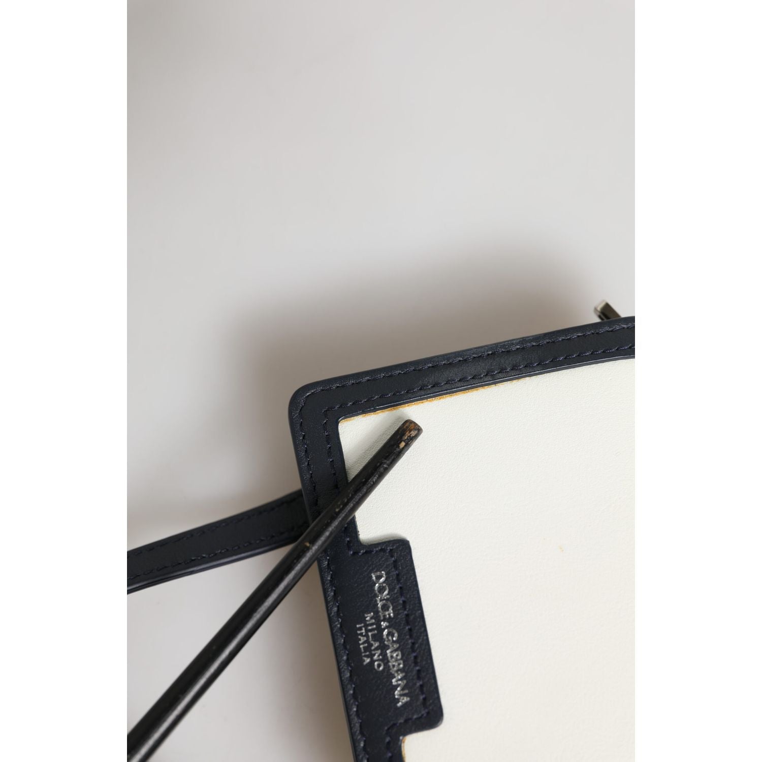 Dolce & Gabbana Beige Black Leather Card Holder Crossbody Men Borse Bag