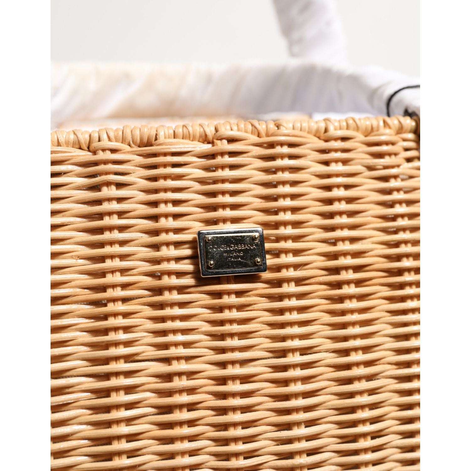 Dolce & Gabbana Beige Fiber Vegetable Basket Handbag Tote Bag