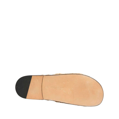 Dolce & Gabbana Beige Straw Raffia Slides Sandals Flats Shoes