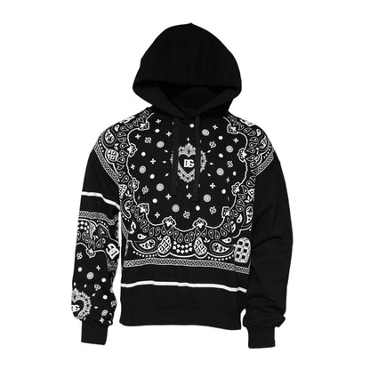 Dolce & Gabbana Black Bandana Hooded Men Sweatshirt Sweater