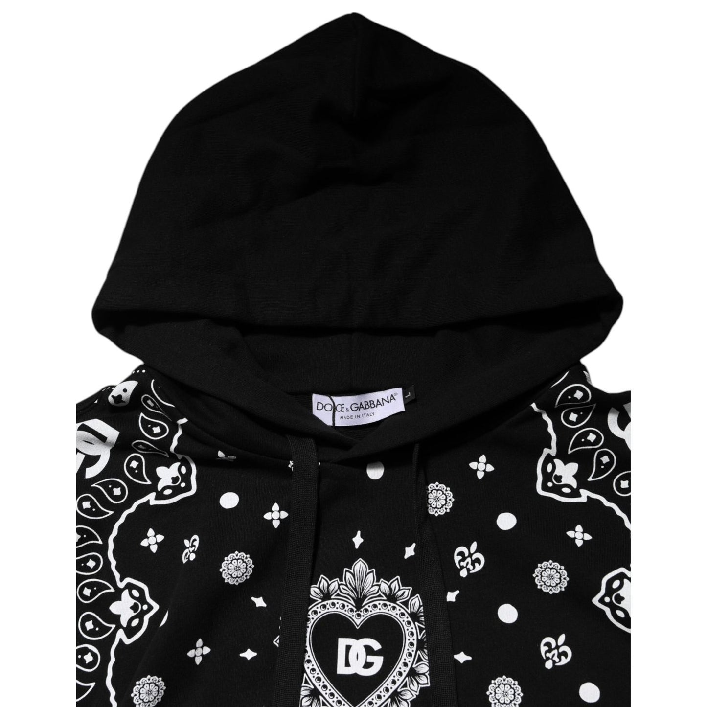 Dolce & Gabbana Black Bandana Hooded Men Sweatshirt Sweater