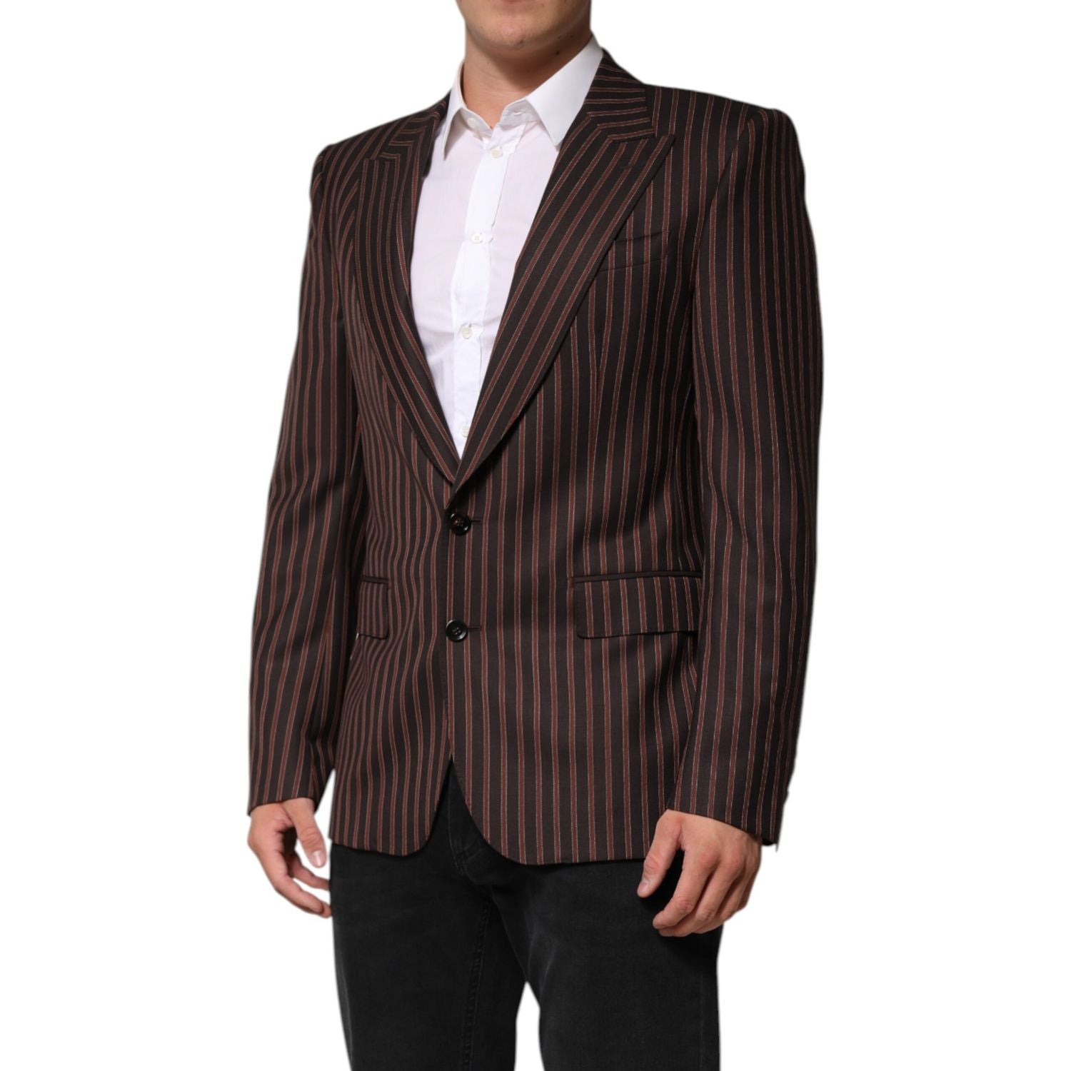 Dolce & Gabbana Black Brown Stripe Single Breasted Blazer