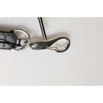 Dolce & Gabbana Black Burgundy Nylon DG Logo Crown Holder Keychain Keyring with silver-tone hardware on white background.