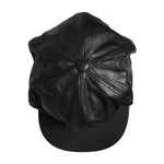 Dolce & Gabbana Black Calf Newsboy Capello Cabbie Hat leather with minor scratches, elegant Italian craftsmanship.