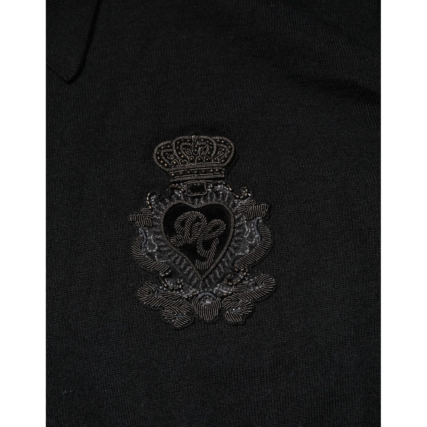 Dolce & Gabbana Black Cashmere Polo Men Longsleeves Sweater