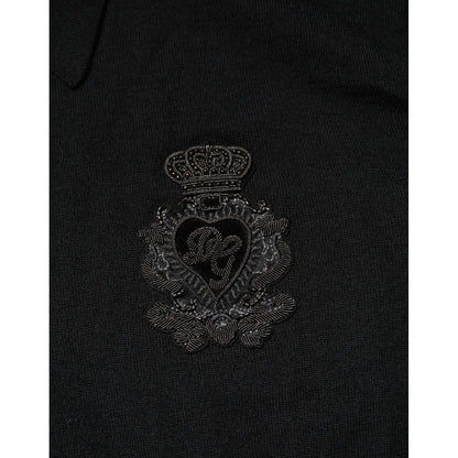 Dolce & Gabbana Black Cashmere Polo Men Longsleeves Sweater