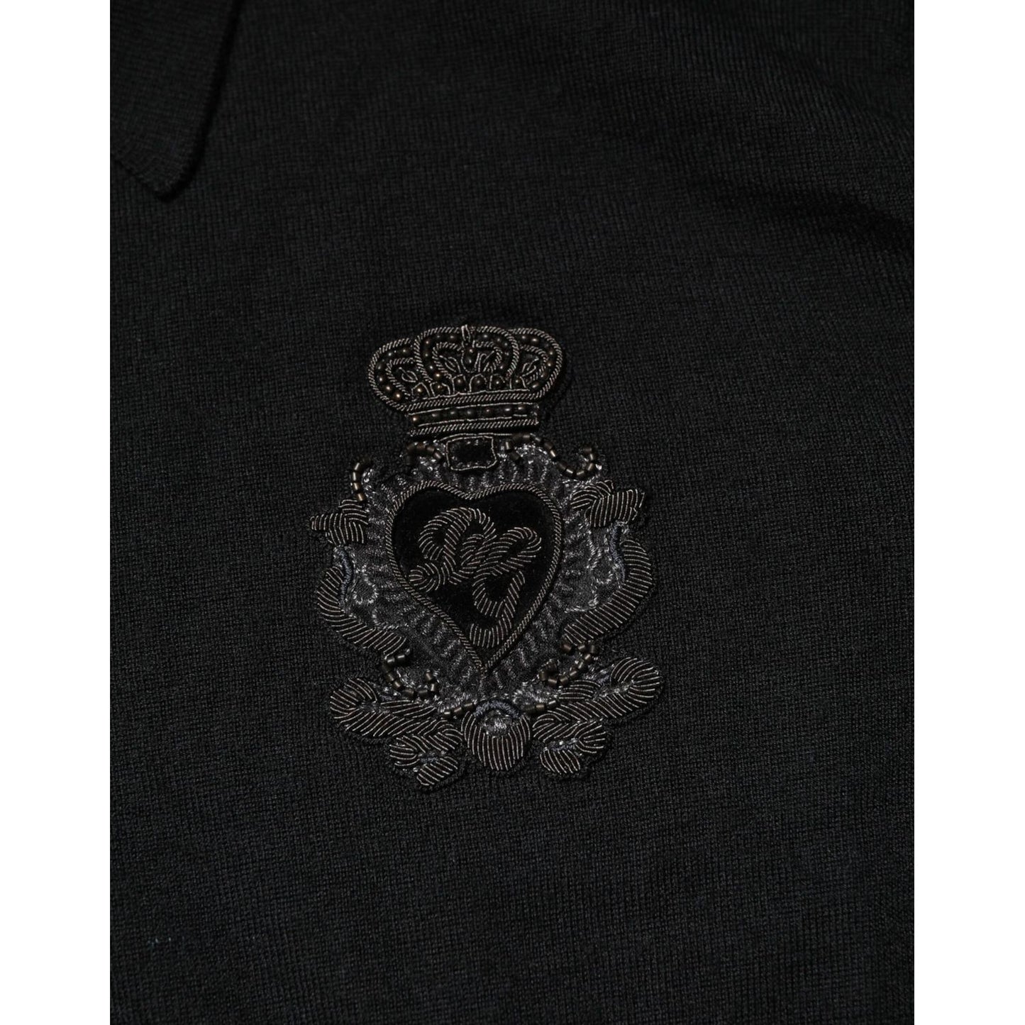 Dolce & Gabbana Black Cashmere Polo Men Longsleeves Sweater