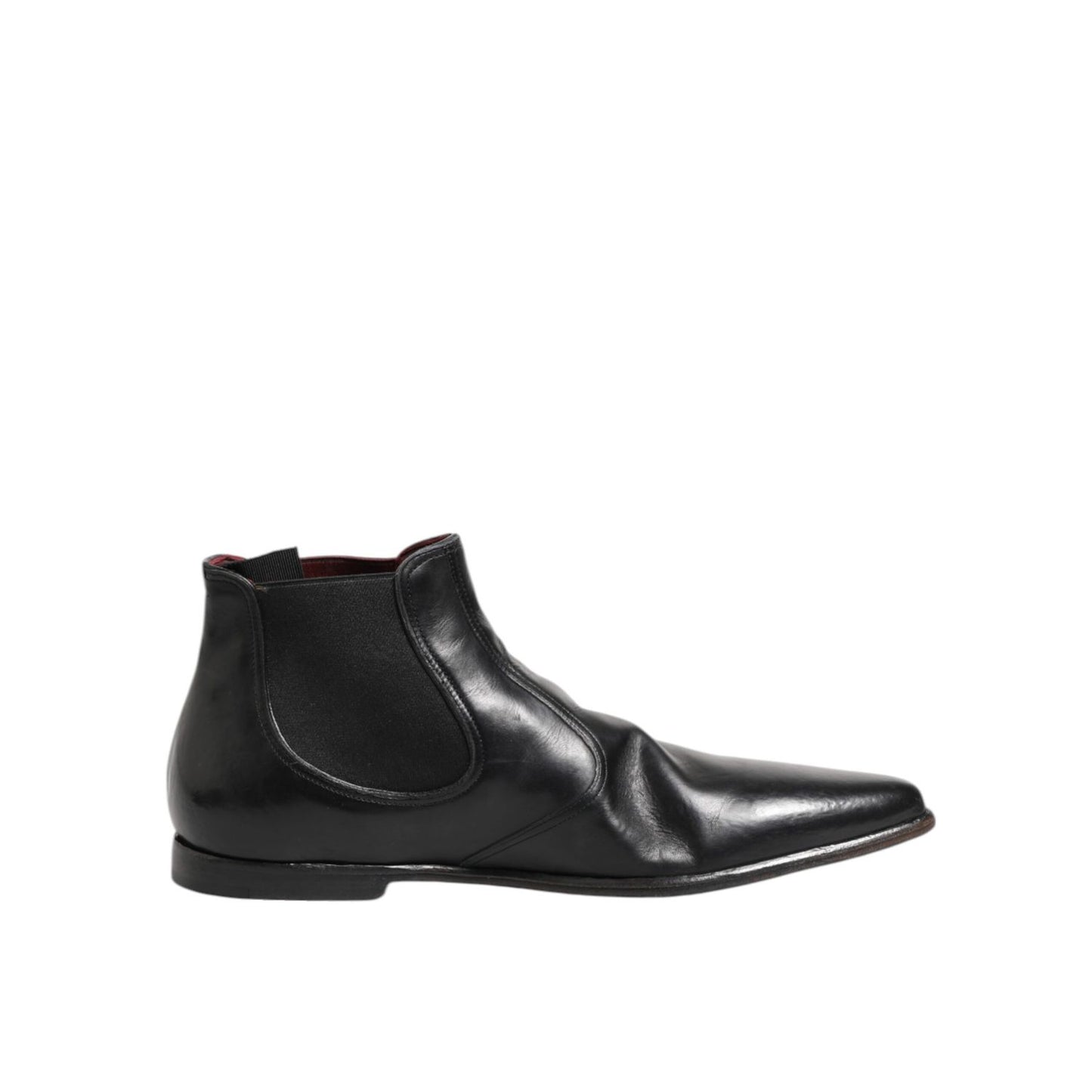 Dolce & Gabbana Black Chelsea Slip On Men Ankle Boots Shoes, luxury calf leather, made in Italy, logo details, side stretch bands