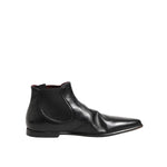 Dolce & Gabbana Black Chelsea Slip On Men Ankle Boots Shoes, luxury calf leather, made in Italy, logo details, side stretch bands