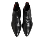 Dolce & Gabbana Black Chelsea Slip On Men Ankle Boots Shoes made of calf leather with stretch bands and logo details, view from top.