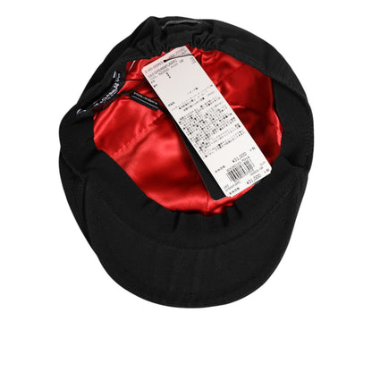 Dolce & Gabbana Black Cotton Blend Newsboy Men Cloth Cap Hat