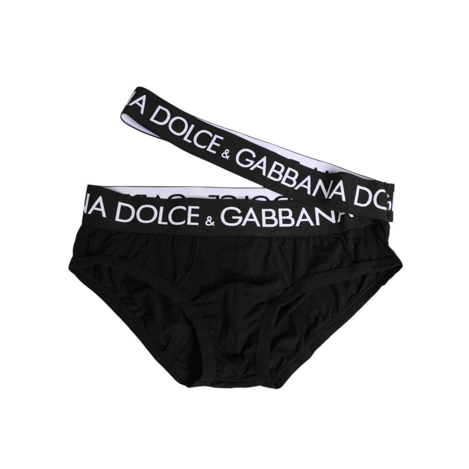 Dolce & Gabbana Black Cotton Elastic Logo Waistband Swimwear