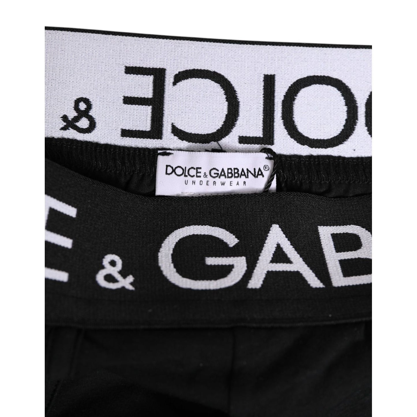 Dolce & Gabbana Black Cotton Elastic Logo Waistband Swimwear