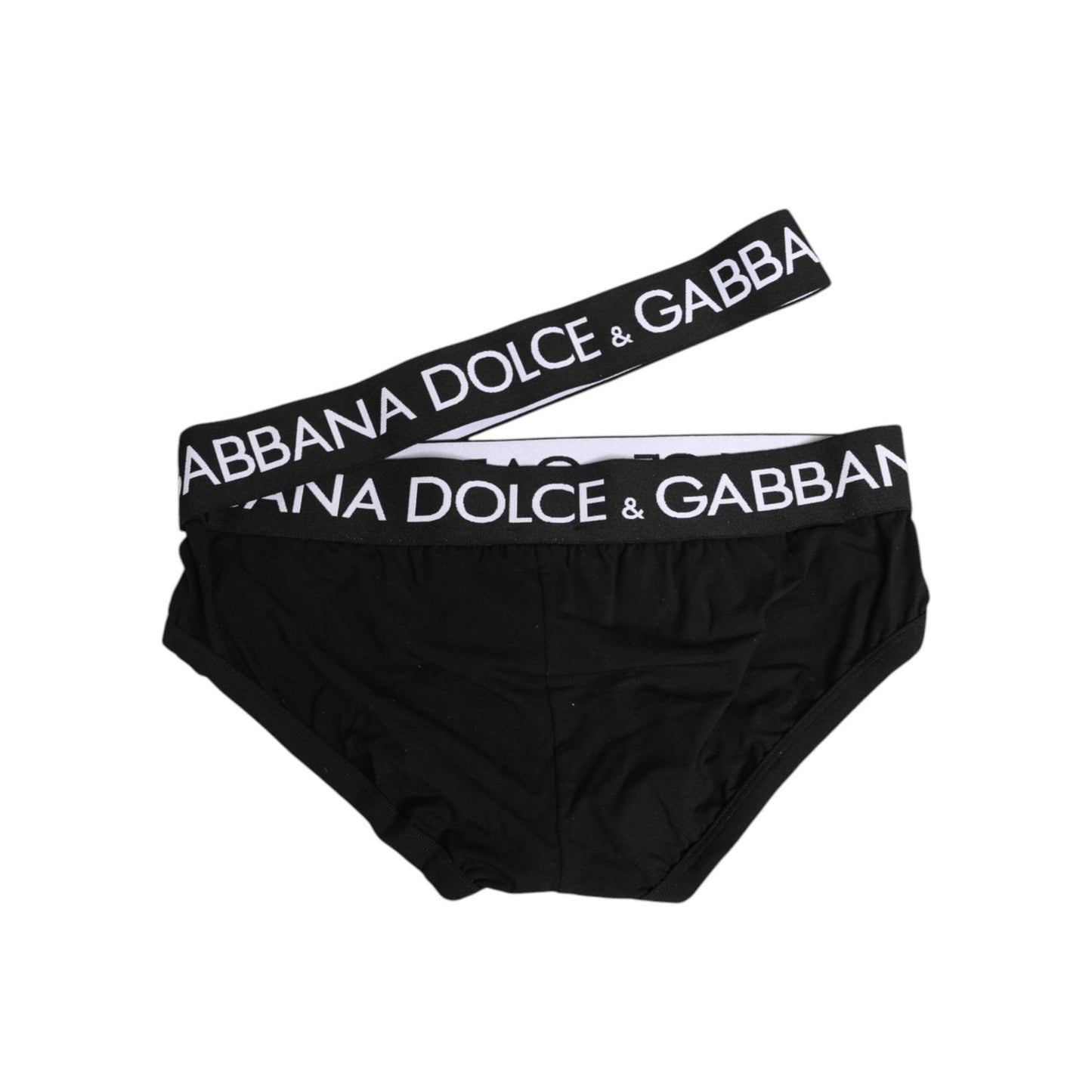 Dolce & Gabbana Black Cotton Elastic Logo Waistband Swimwear