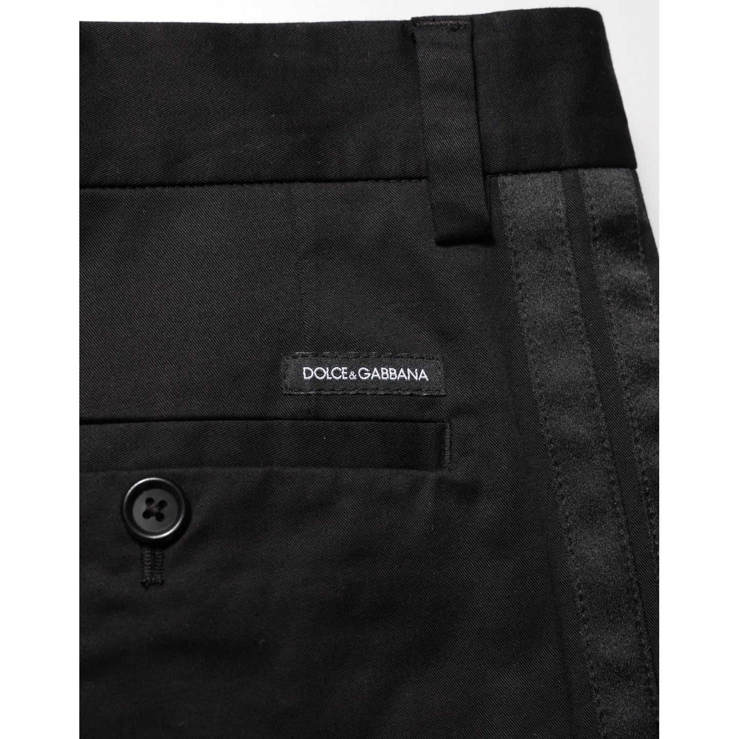 Dolce & Gabbana Black Cotton Stretch Casual Trouser Pants