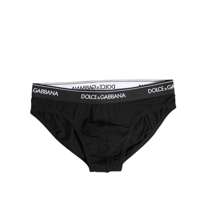 Dolce & Gabbana Black Cotton Stretch Regular Brief Underwear