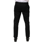 Dolce & Gabbana Black Cotton Tapered Men Formal Trousers Pants, back view, showcasing elegant design, perfect for formal occasions.