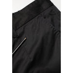 Close-up of Dolce & Gabbana Black Cotton Tapered Men Formal Trousers Pants showing side details and zipper pocket