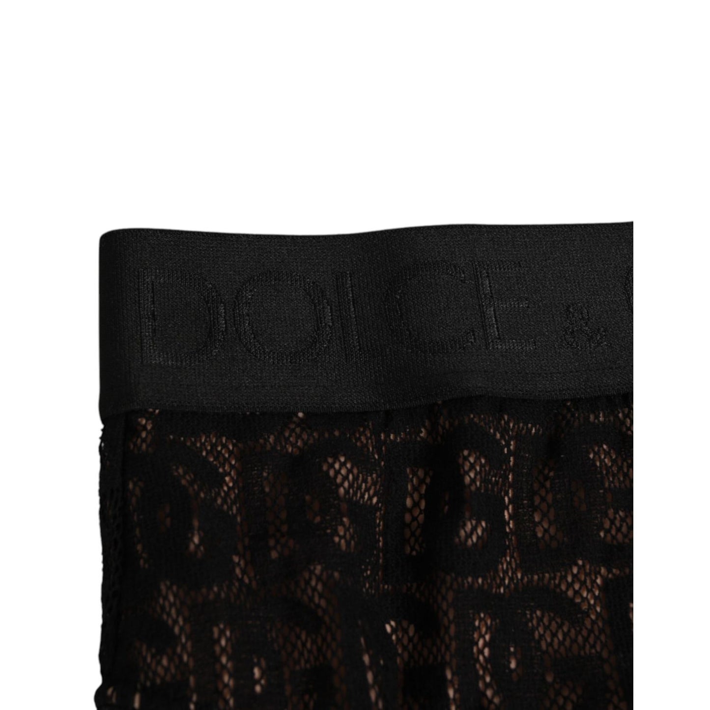 Dolce & Gabbana Black DG Logo Lace High Brief Panty Underwear
