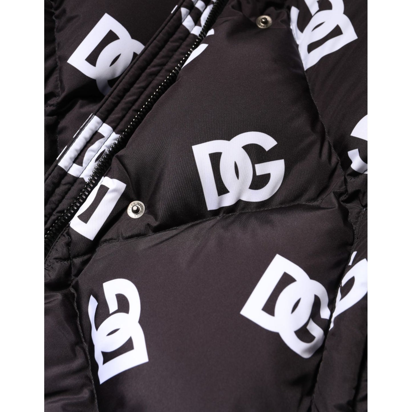 Dolce & Gabbana Black DG Mania Puffer Quilted Long Coat Jacket