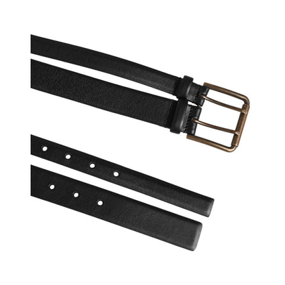 Dolce & Gabbana Black Double Strap Leather Brass Buckle Belt
