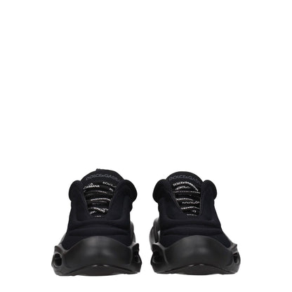 Rear view of Dolce & Gabbana Black Fabric Chunky Sneakers with logo detailing and rubber sole.
