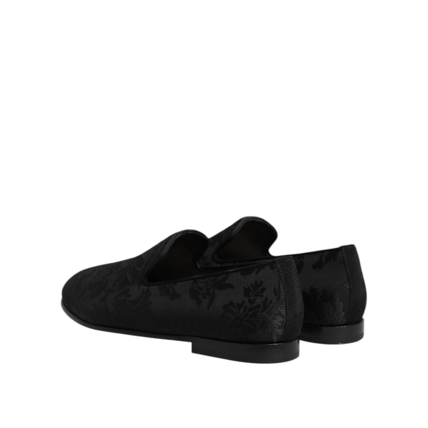 Dolce & Gabbana Black Floral Brocade Loafers Men Dress Shoes