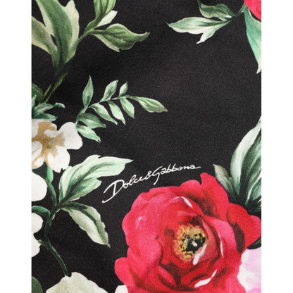 Dolce & Gabbana Black Floral Cotton Dress Formal Trouser Pants