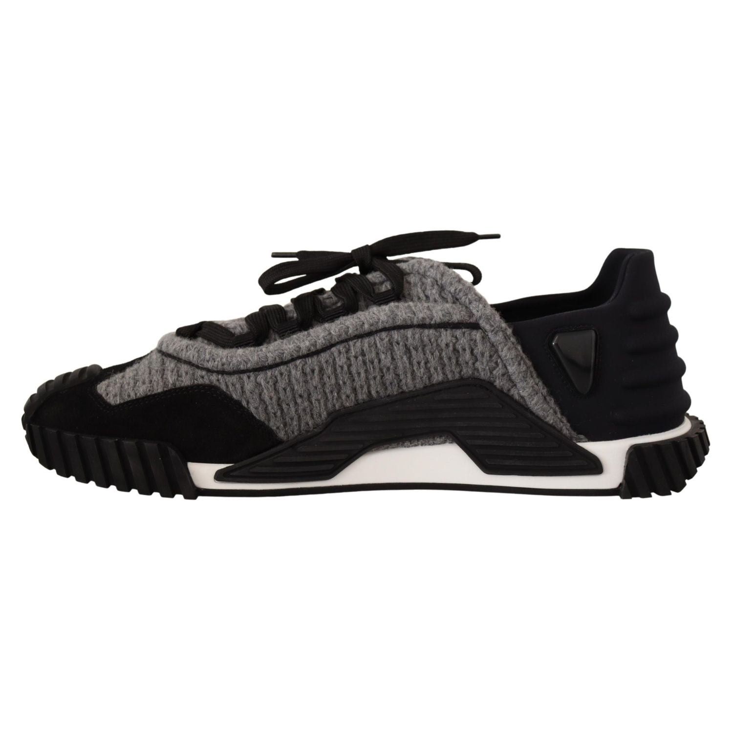 Dolce & Gabbana Black Gray Fabric Lace Up NS1 Sneakers Shoes