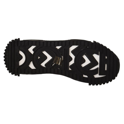 Dolce & Gabbana Black Gray Fabric Lace Up NS1 Sneakers Shoes